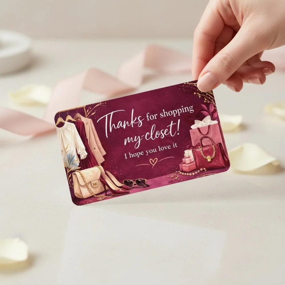 Burgundy Thank You Cards | Luxury Boutique Packaging Inserts for Small Business